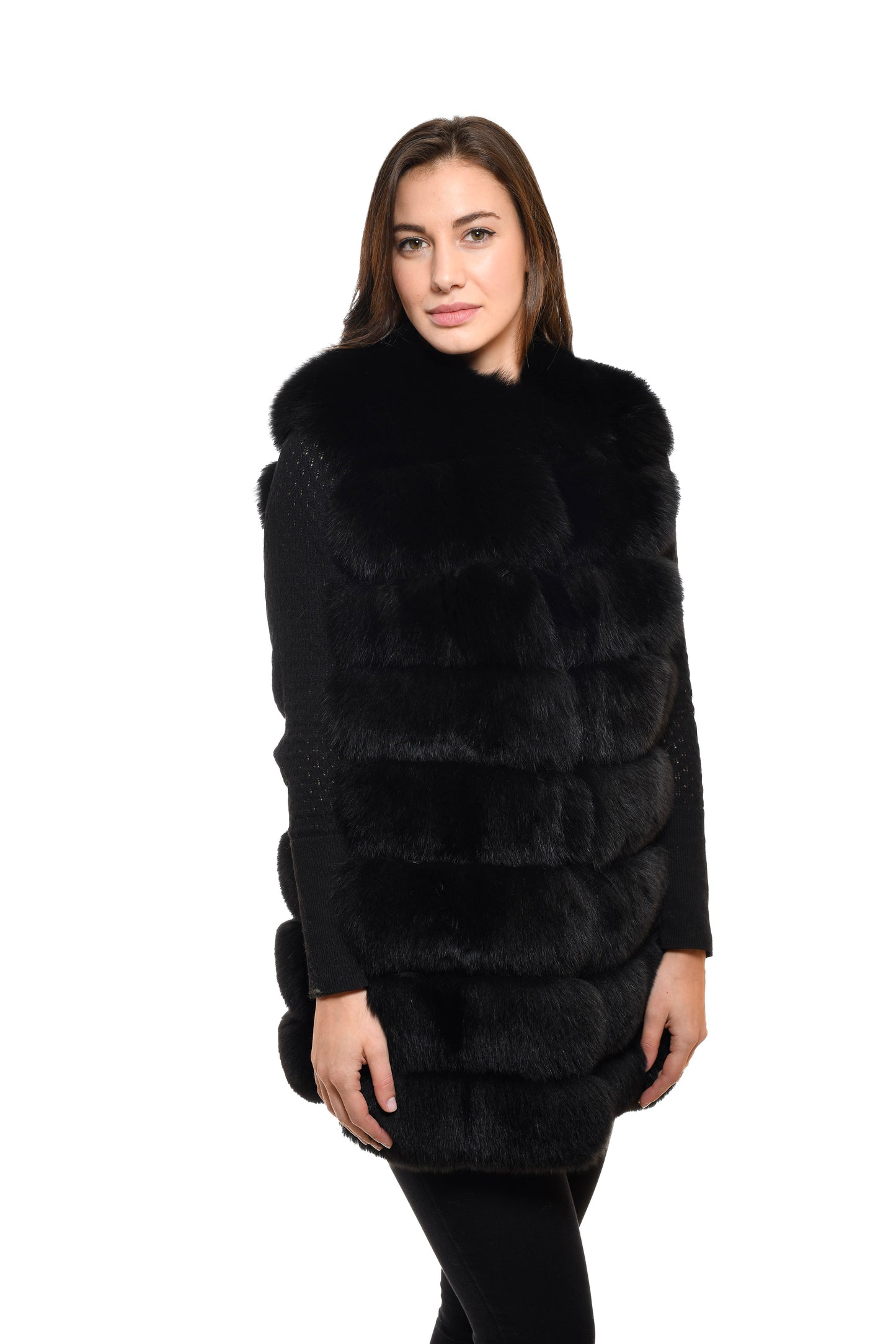Gilet in volpe nera corto