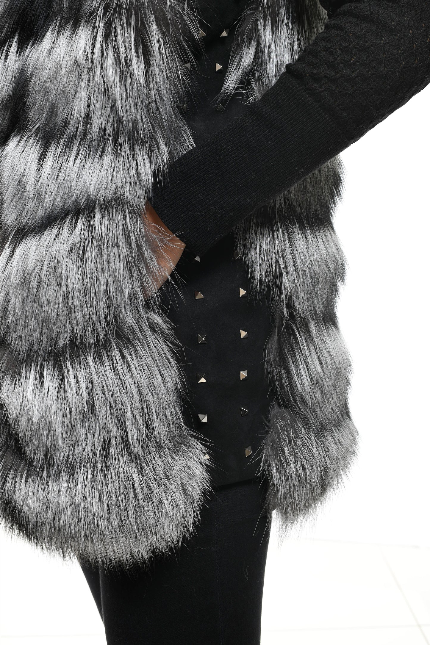 Gilet in volpe argentata naturale