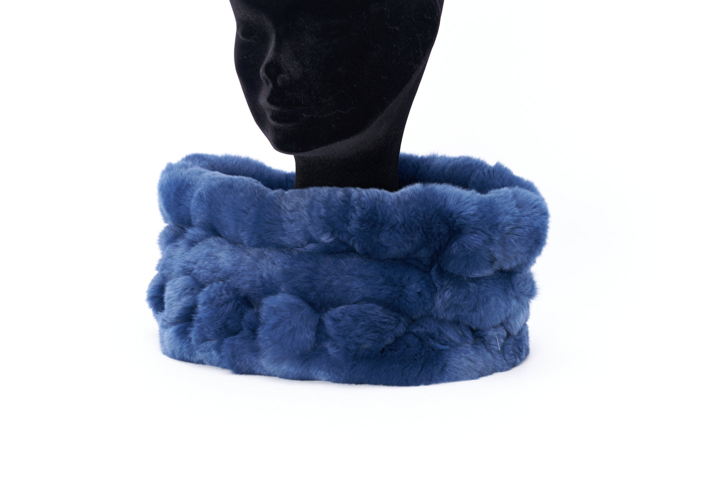 Scaldacollo tricot in rex rabbit blu oceano - Nuova Varese Pellicce