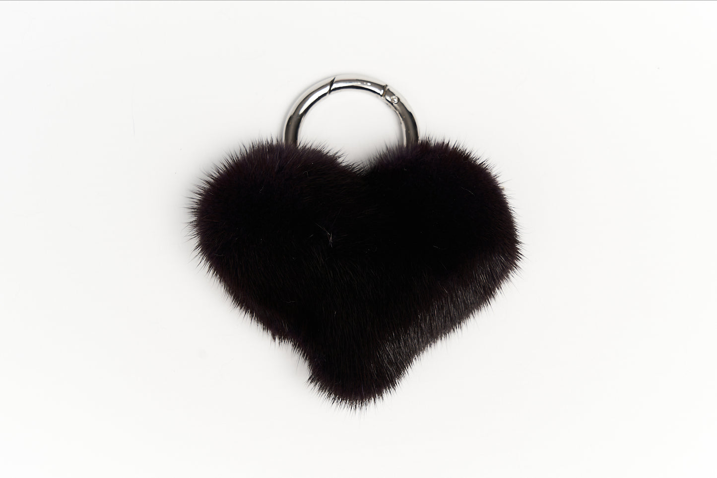 Portachiavi visone cuore grande nero