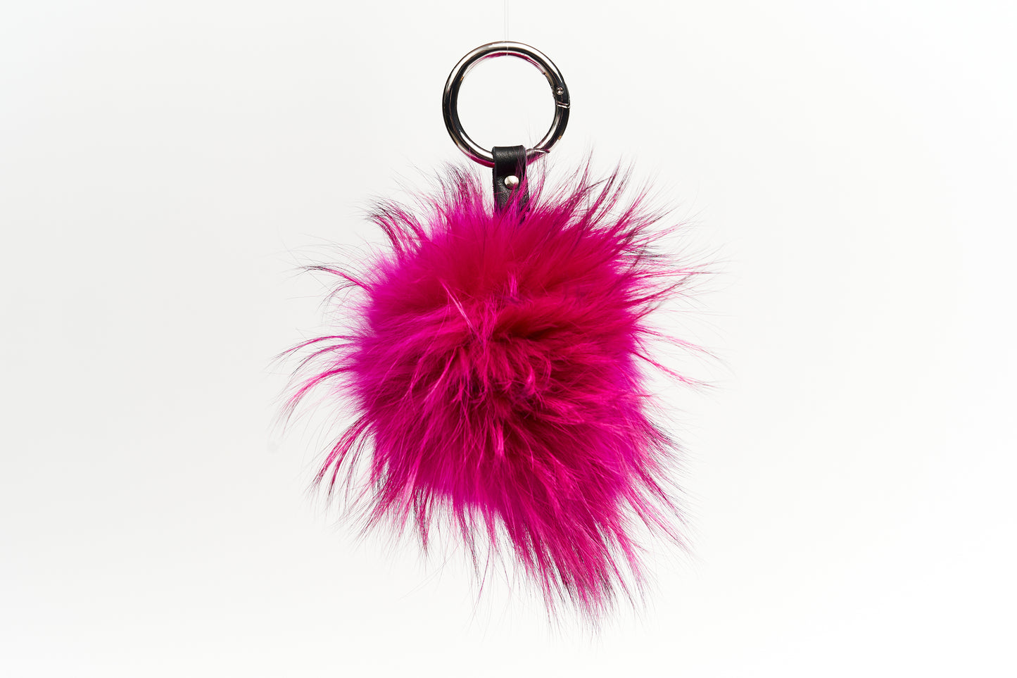 Portachiavi pon pon di volpe color fucsia