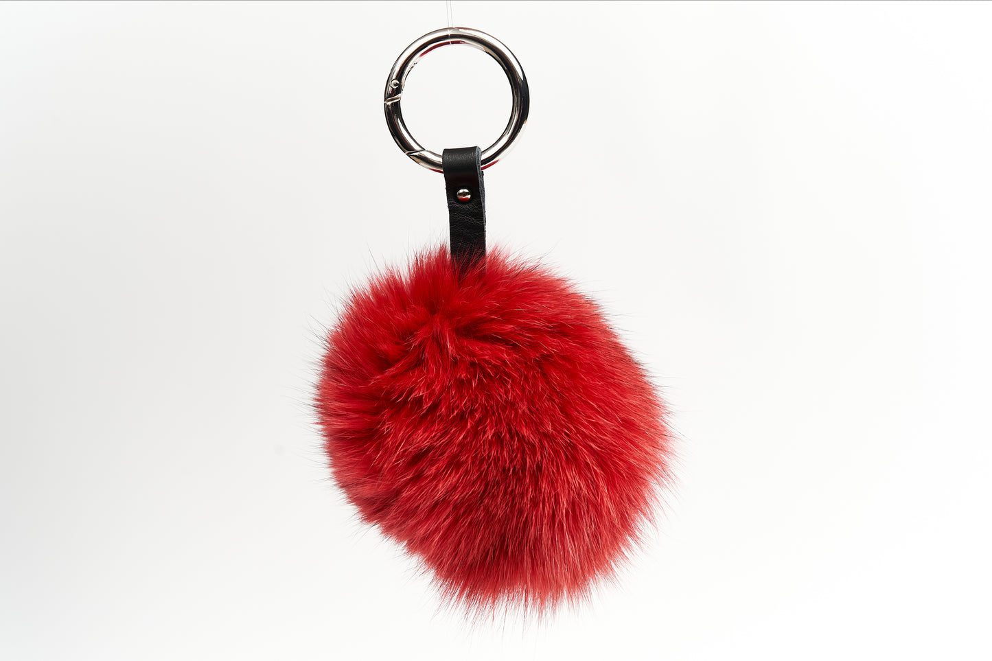 Portachiavi pon pon di volpe colore rosso
