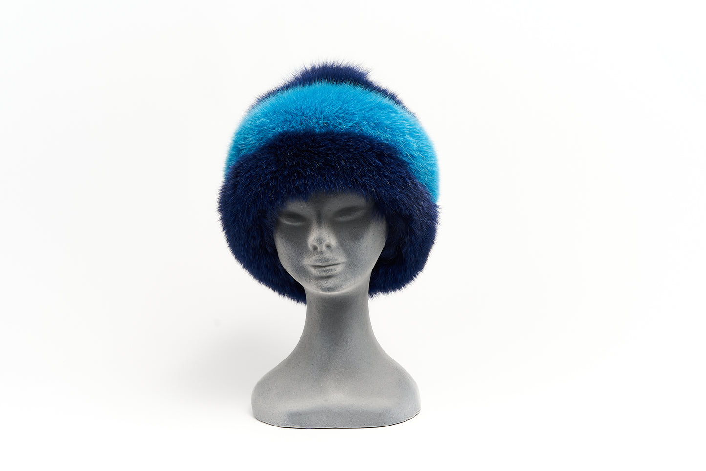 Colbacco in volpe bicolor azzura e blu