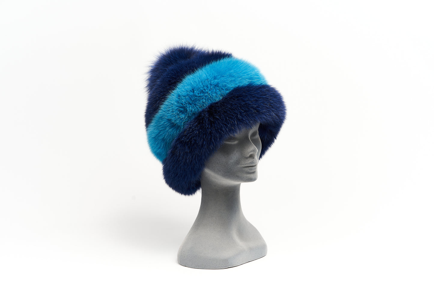 Colbacco in volpe bicolor azzura e blu