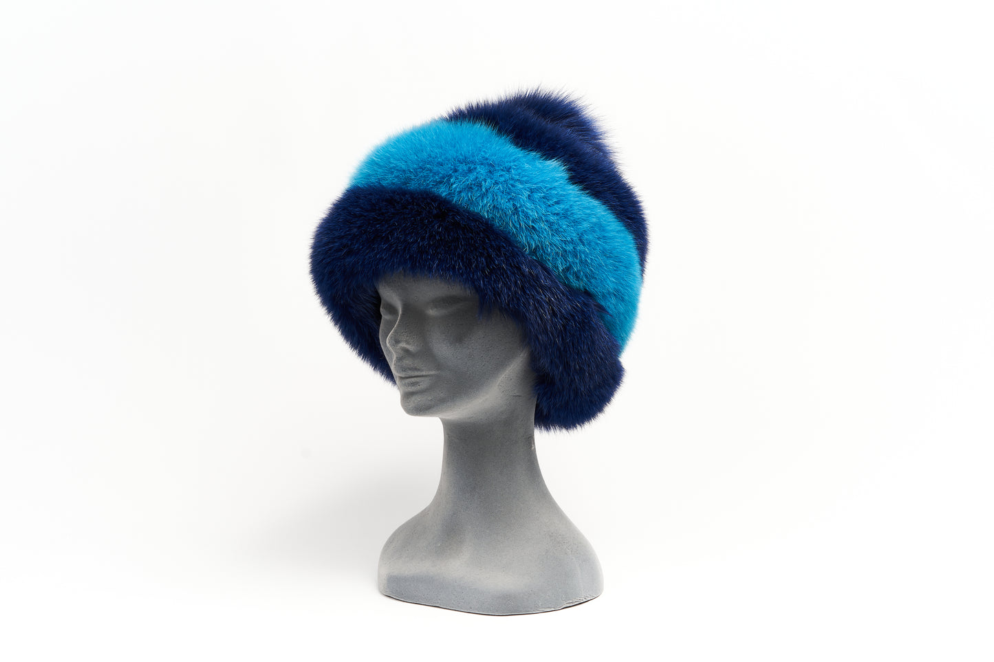 Colbacco in volpe bicolor azzura e blu