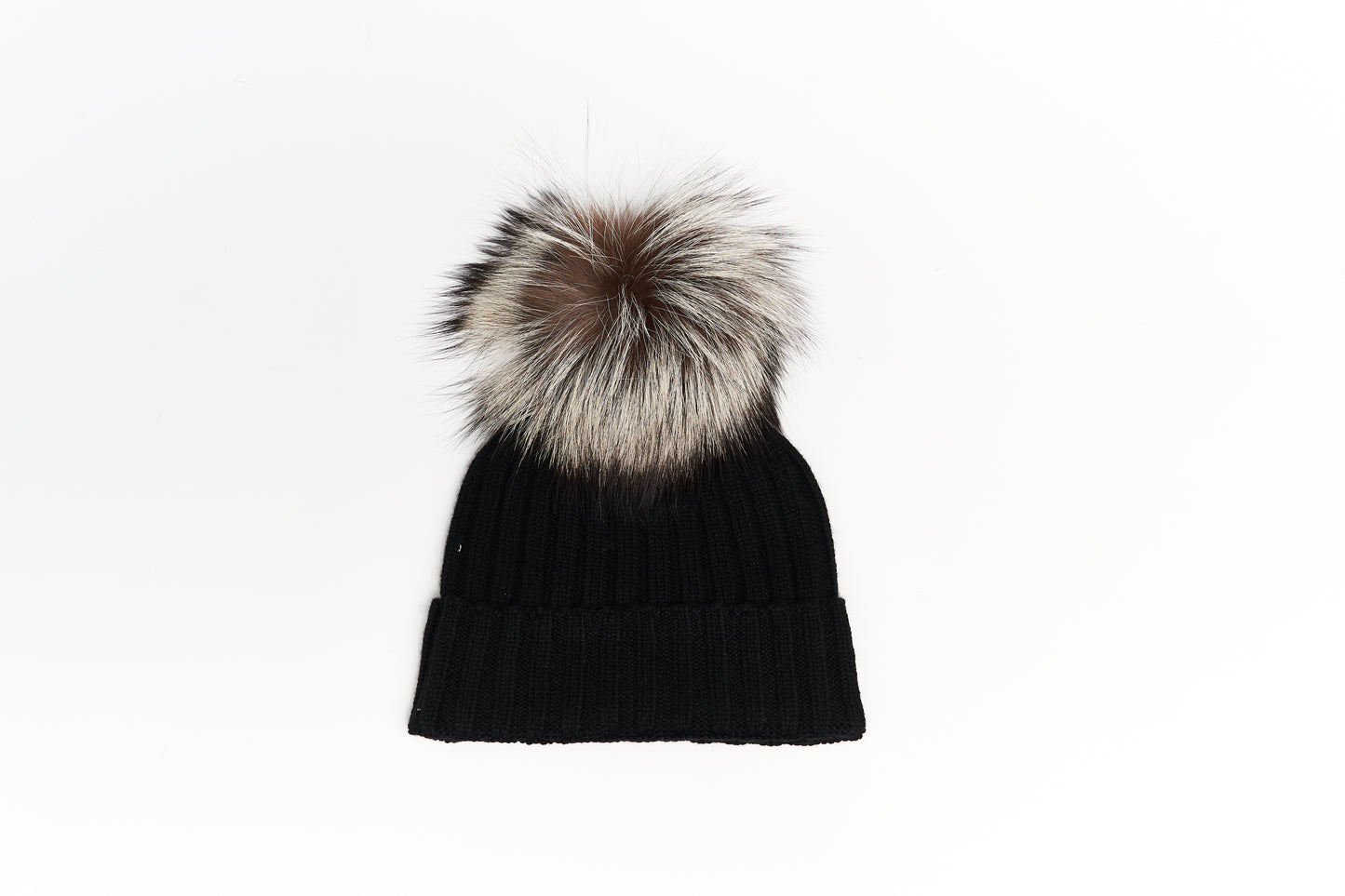 Cuffia in puro cashmere pon pon in volpe