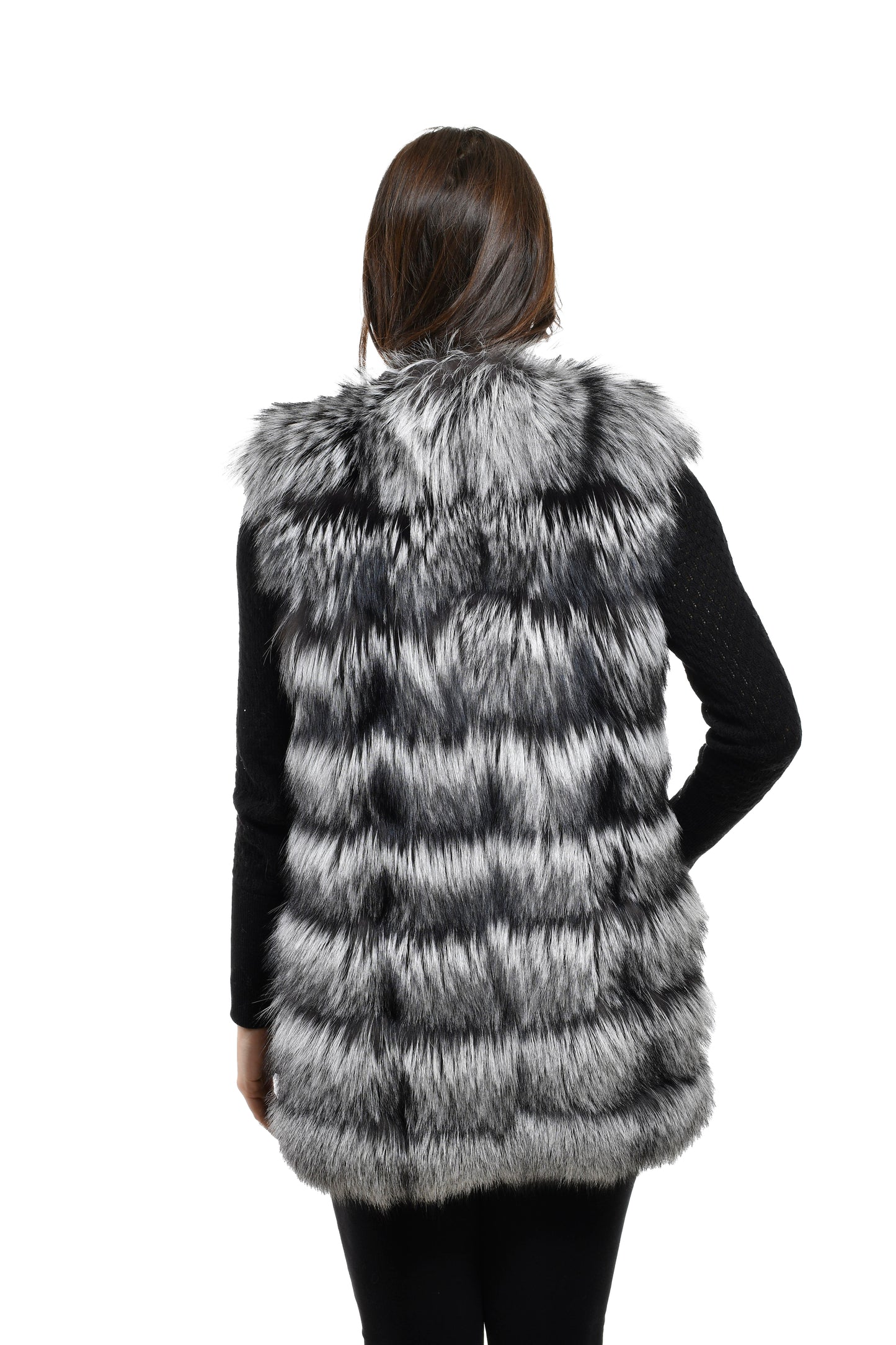 Gilet in volpe argentata naturale