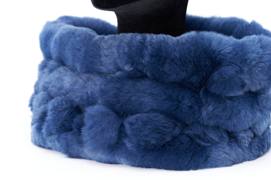 Scaldacollo tricot in rex rabbit blu oceano - Nuova Varese Pellicce