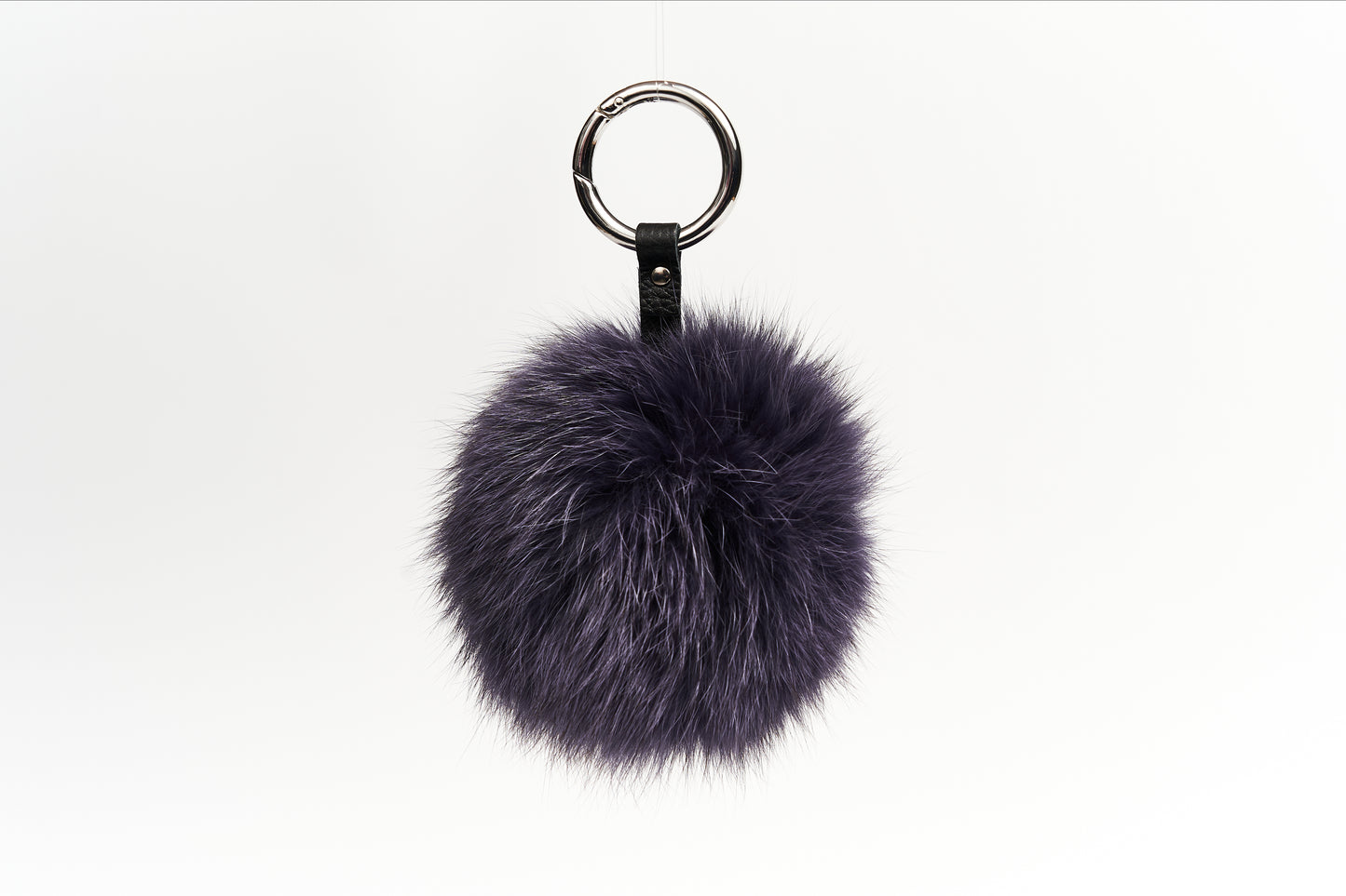 Portachiavi pon pon di volpe color viola