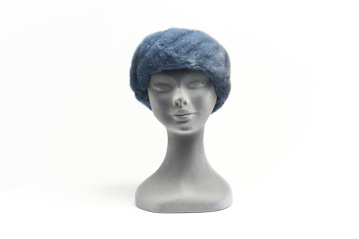 Fascia per capelli in visone azzurro